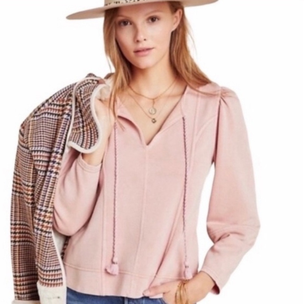 Anthropologie Maeve Jeanne Puff-Sleeve Pullover Sweatshirt
